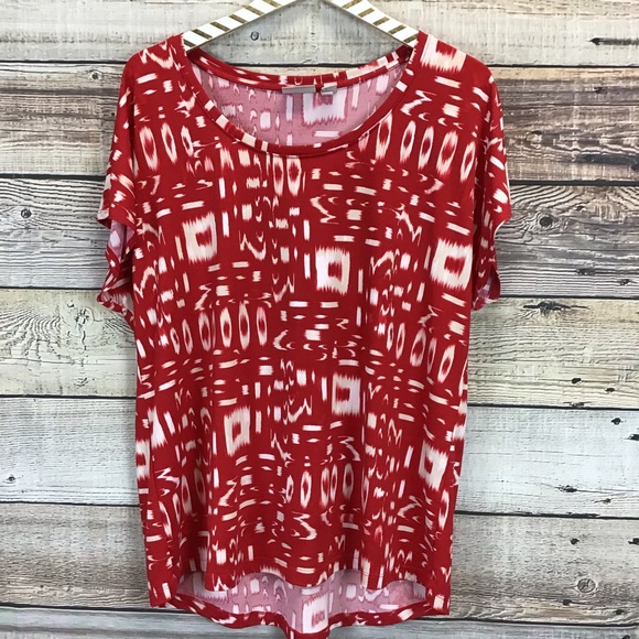 Chico's Tops - Chico’s 3 Short Sleeve Knit Top Red White 0136